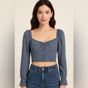 Wilfred Blue Floral Crop Top